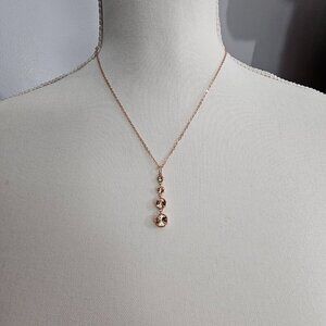 JCM Jacmel Mauritius Rose Gold Tone Graduating Crystal Pendent And Necklace